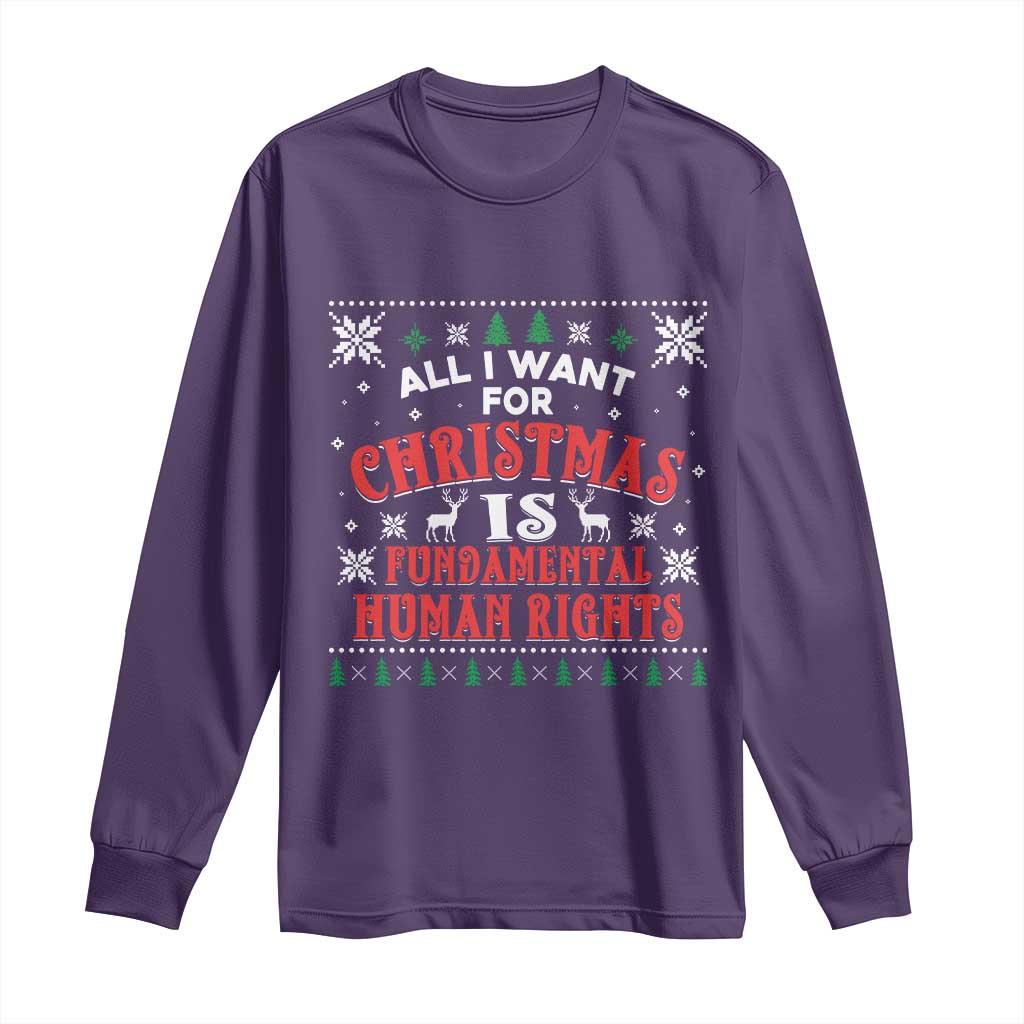 Christmas Gift For Fundamental Human Rights Supporters Long Sleeve Shirt TS12 Purple Print Your Wear