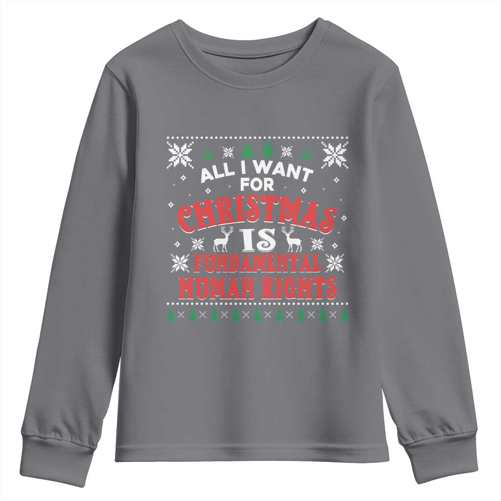 Christmas Gift For Fundamental Human Rights Supporters Youth Sweatshirt TS12 Charcoal Print Your Wear
