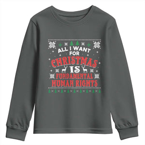Christmas Gift For Fundamental Human Rights Supporters Youth Sweatshirt TS12 Dark Heather Print Your Wear