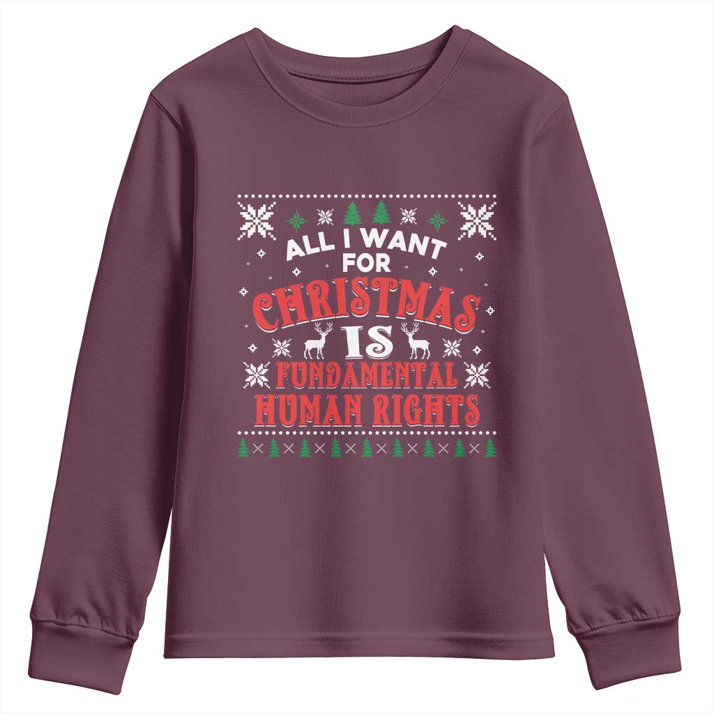 Christmas Gift For Fundamental Human Rights Supporters Youth Sweatshirt TS12 Maroon Print Your Wear