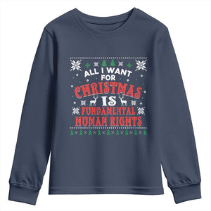 Christmas Gift For Fundamental Human Rights Supporters Youth Sweatshirt TS12 Navy Print Your Wear