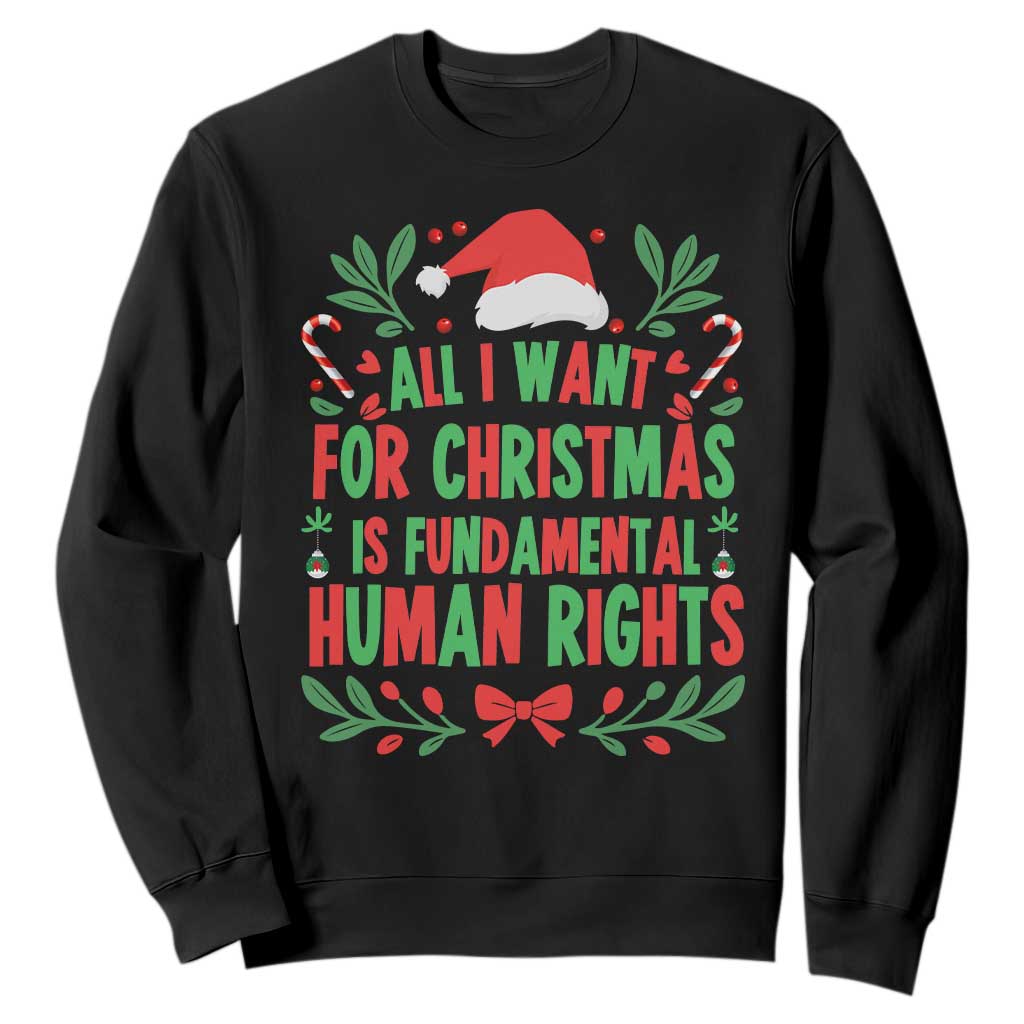 All I Want For Christmas Is Fundamental Human Rights Sweatshirt Pro Democracy Xmas Gift TS12 Black Print Your Wear