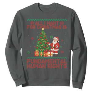 All I Want For Christmas Is Fundamental Human Rights Sweatshirt Equality Activist Gift TS12 Dark Heather Print Your Wear