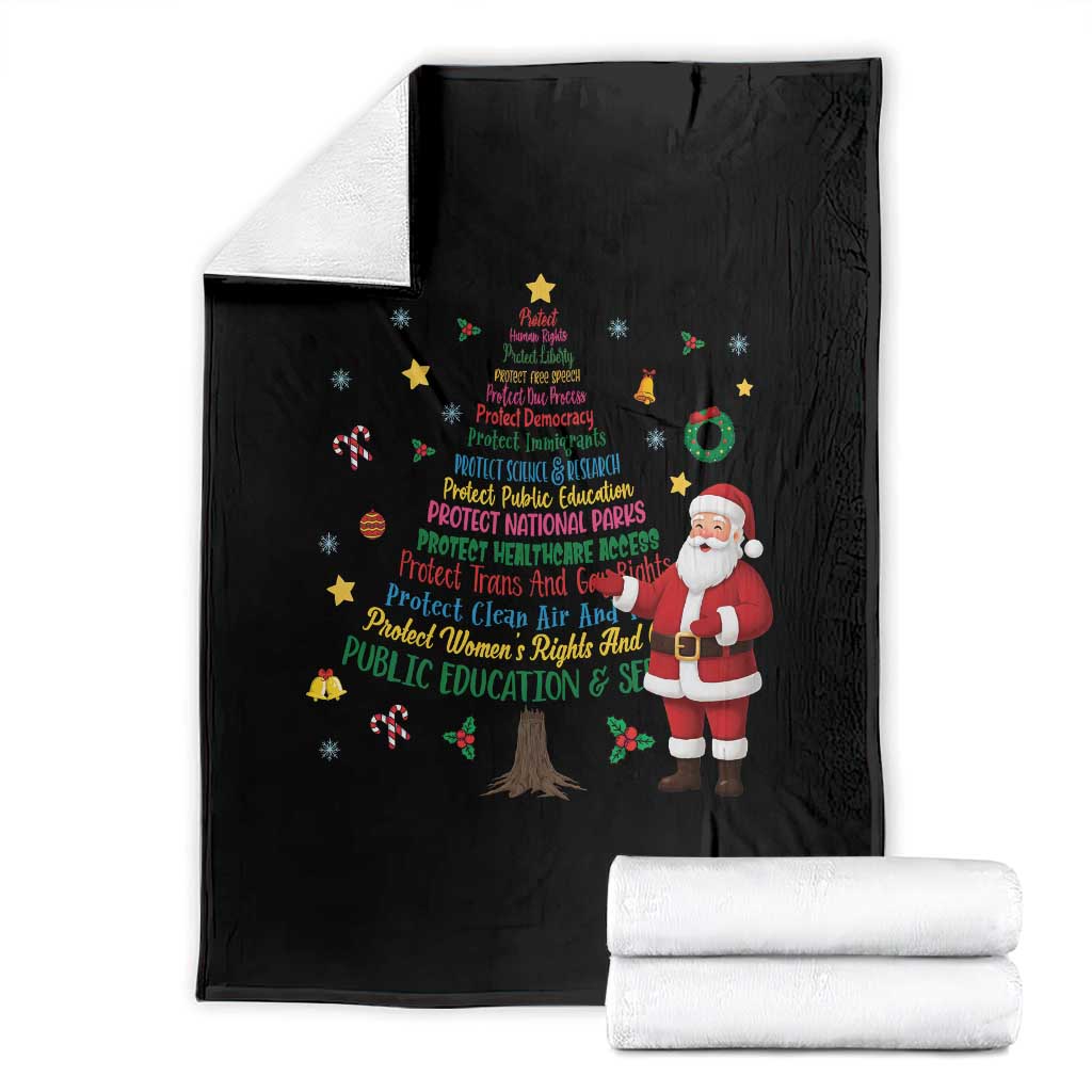 Pro Democracy Activist Christmas Tree Throw Blanket Human Rights Xmas Gift TS12 Black Print Your Wear