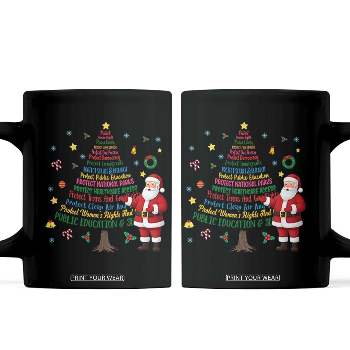 Pro Democracy Activist Christmas Tree Coffee Mug Human Rights Xmas Gift TS12 Black Print Your Wear