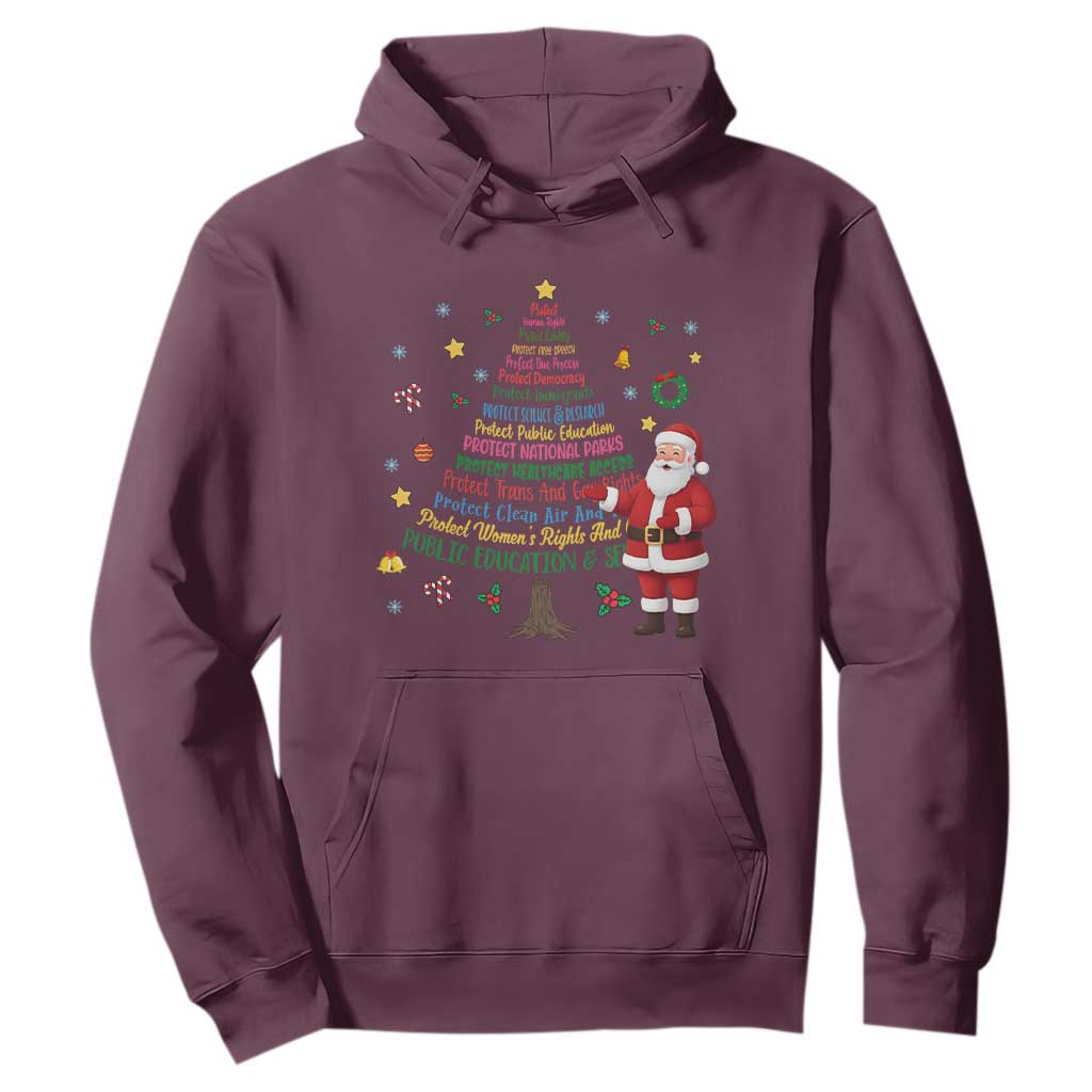 Pro Democracy Activist Christmas Tree Hoodie Human Rights Xmas Gift TS12 Maroon Print Your Wear