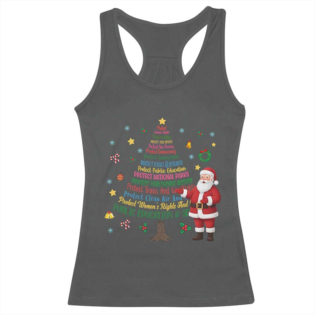 Pro Democracy Activist Christmas Tree Racerback Tank Top Human Rights Xmas Gift TS12 Dark Heather Print Your Wear