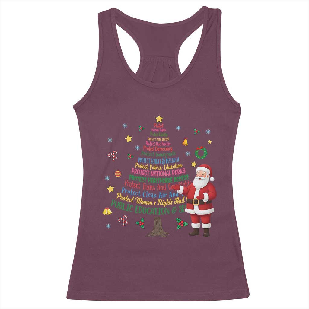 Pro Democracy Activist Christmas Tree Racerback Tank Top Human Rights Xmas Gift TS12 Maroon Print Your Wear