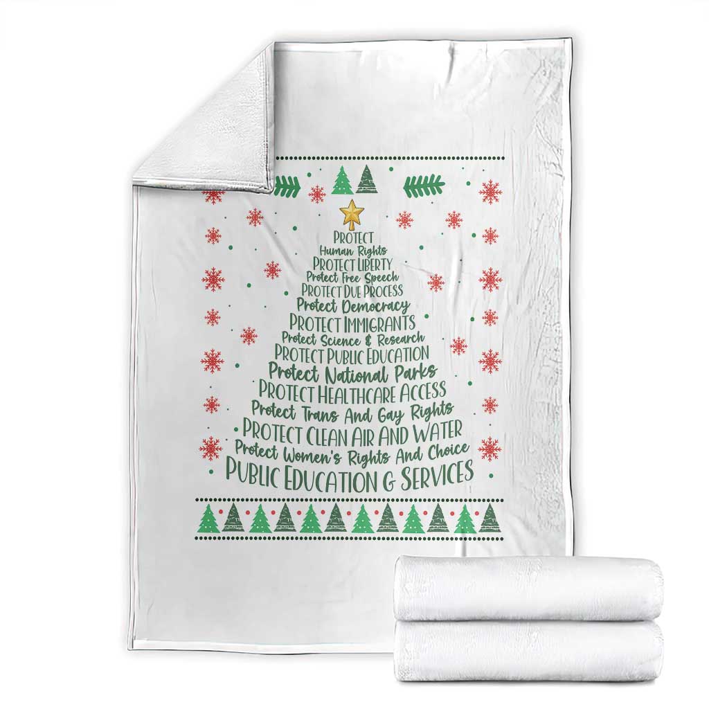 Ugly Activist Christmas Tree Throw Blanket Human Rights Xmas Gift TS12 White Print Your Wear