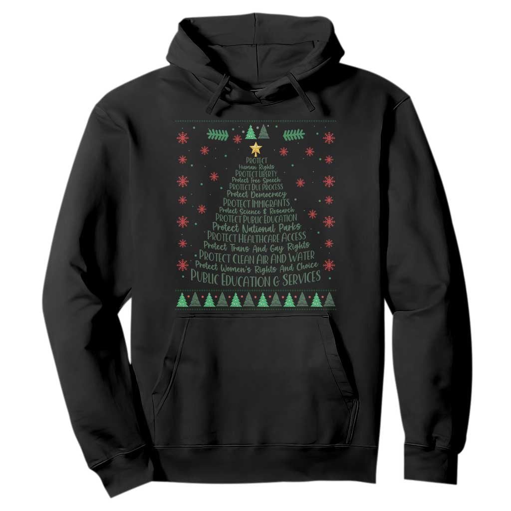 Ugly Activist Christmas Tree Hoodie Human Rights Xmas Gift TS12 Black Print Your Wear