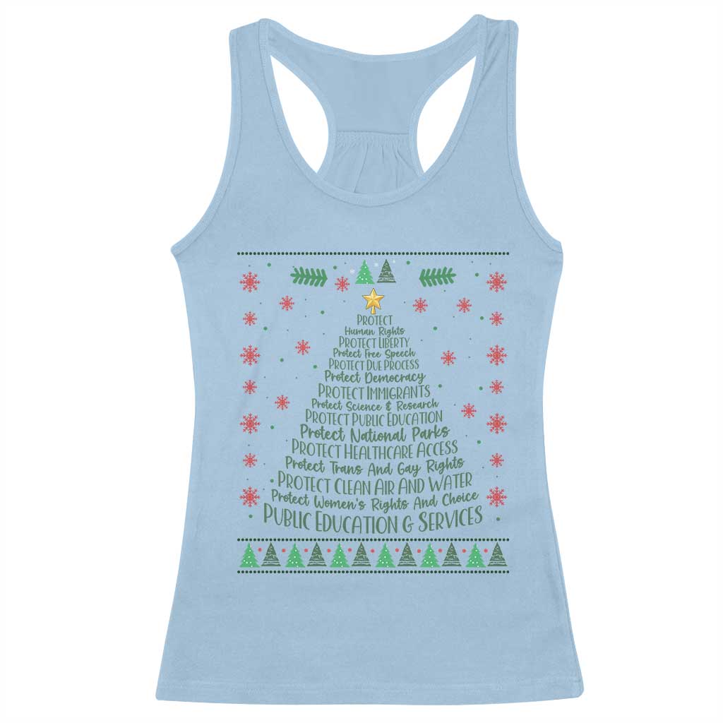 Ugly Activist Christmas Tree Racerback Tank Top Human Rights Xmas Gift TS12 Light Blue Print Your Wear