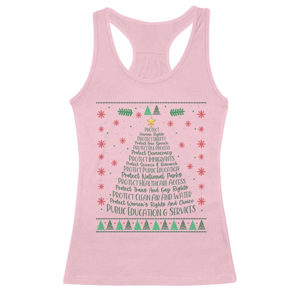 Ugly Activist Christmas Tree Racerback Tank Top Human Rights Xmas Gift TS12 Light Pink Print Your Wear