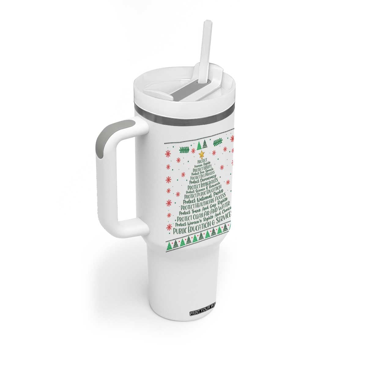 Ugly Activist Christmas Tree Tumbler With Handle Human Rights Xmas Gift TS12 Print Your Wear