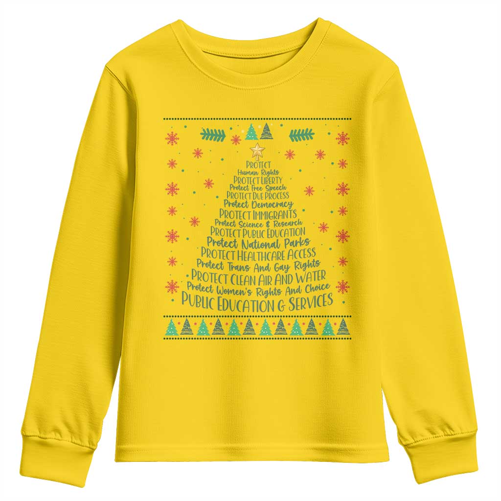 Ugly Activist Christmas Tree Youth Sweatshirt Human Rights Xmas Gift TS12 Daisy Print Your Wear
