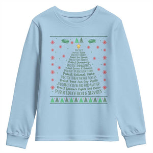 Ugly Activist Christmas Tree Youth Sweatshirt Human Rights Xmas Gift TS12 Light Blue Print Your Wear