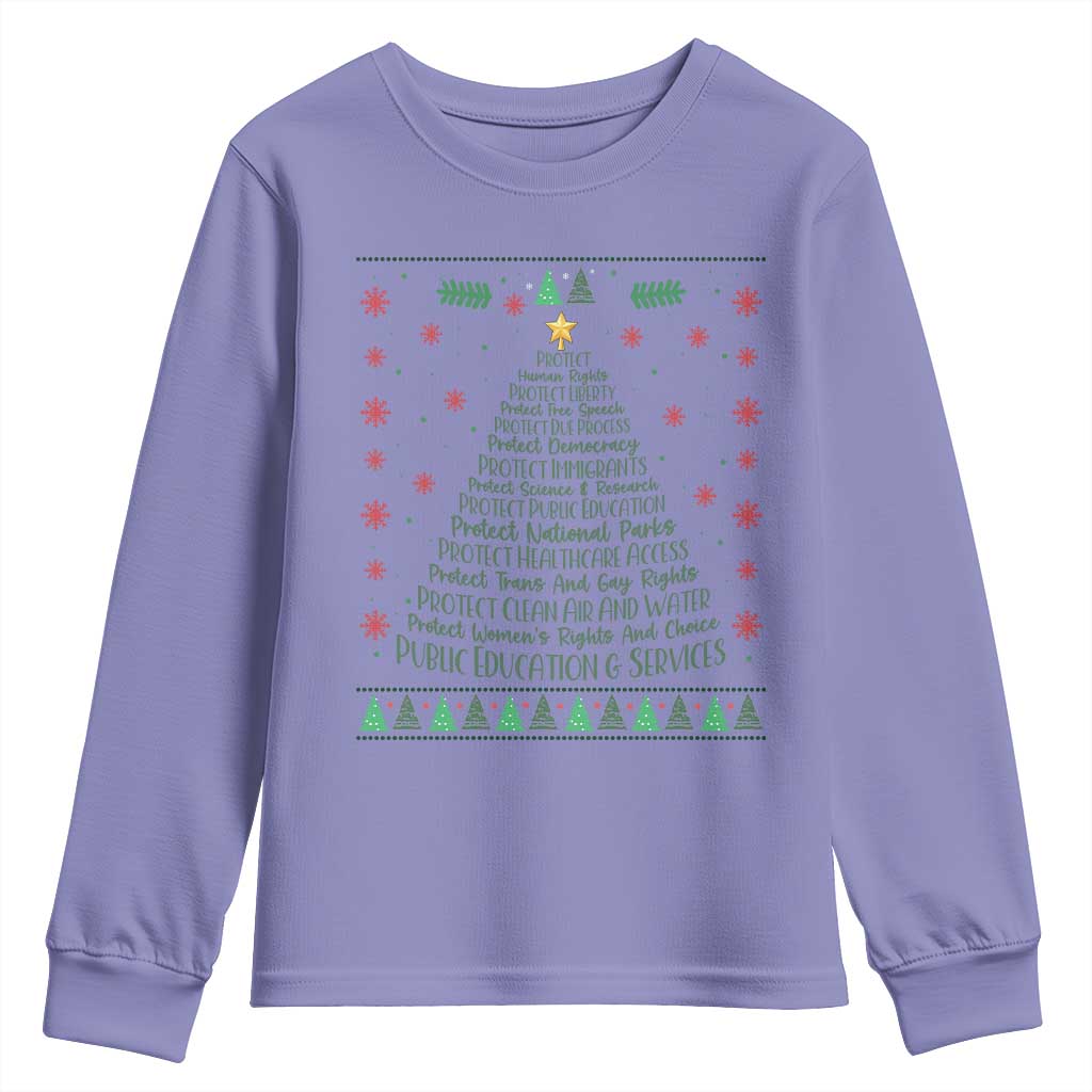 Ugly Activist Christmas Tree Youth Sweatshirt Human Rights Xmas Gift TS12 Violet Print Your Wear