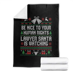 Christmas Ugly Gift Throw Blanket Funny Human Rights Lawyer Santa Is Watching TS12 Black Print Your Wear