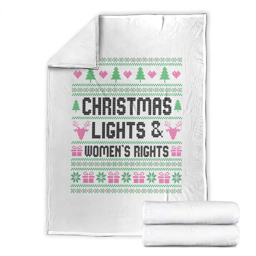 Christmas Lights And Womens Rights Throw Blanket Equality Feminist Gift TS12 White Print Your Wear