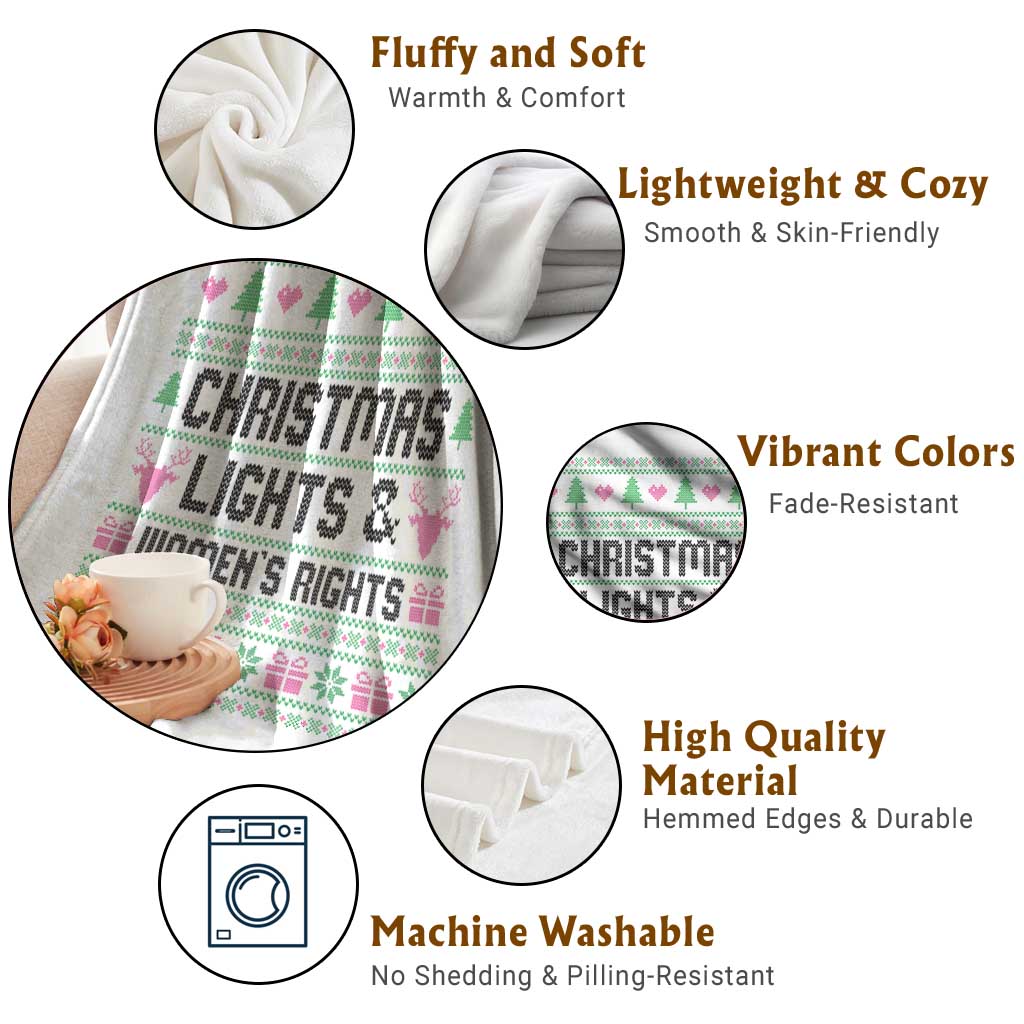 Christmas Lights And Womens Rights Throw Blanket Equality Feminist Gift TS12 Print Your Wear