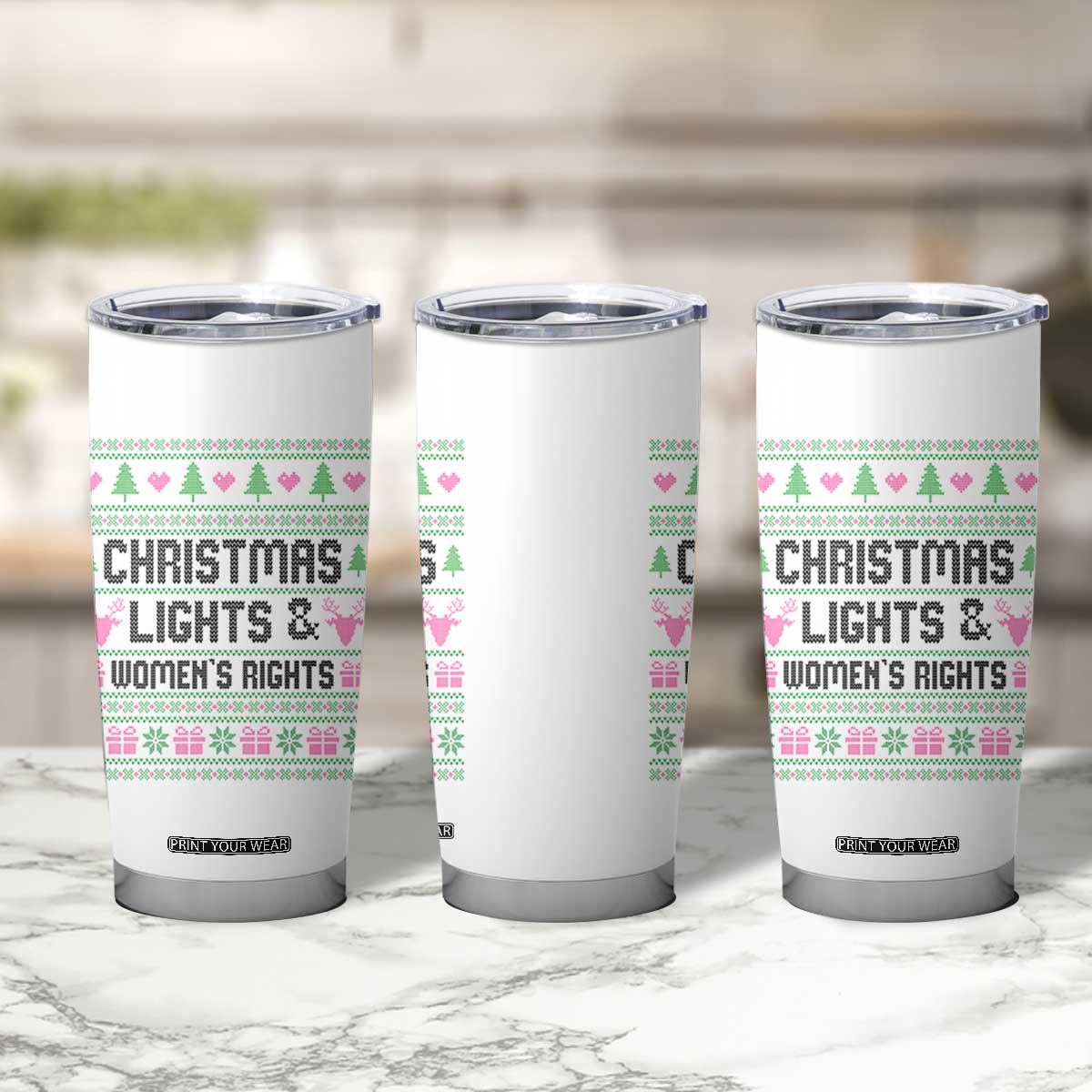 Christmas Lights And Womens Rights Tumbler Cup Equality Feminist Gift TS12 Print Your Wear