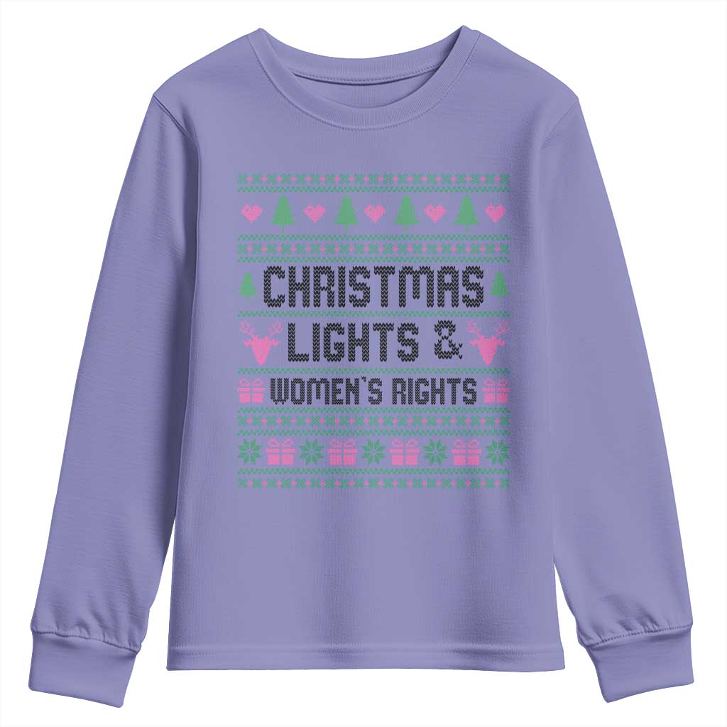 Christmas Lights And Womens Rights Youth Sweatshirt Equality Feminist Gift TS12 Violet Print Your Wear