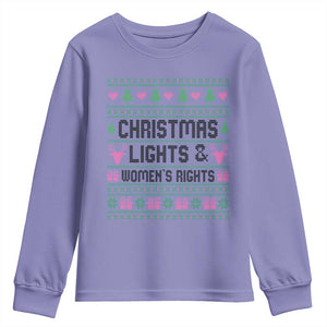 Christmas Lights And Womens Rights Youth Sweatshirt Equality Feminist Gift TS12 Violet Print Your Wear