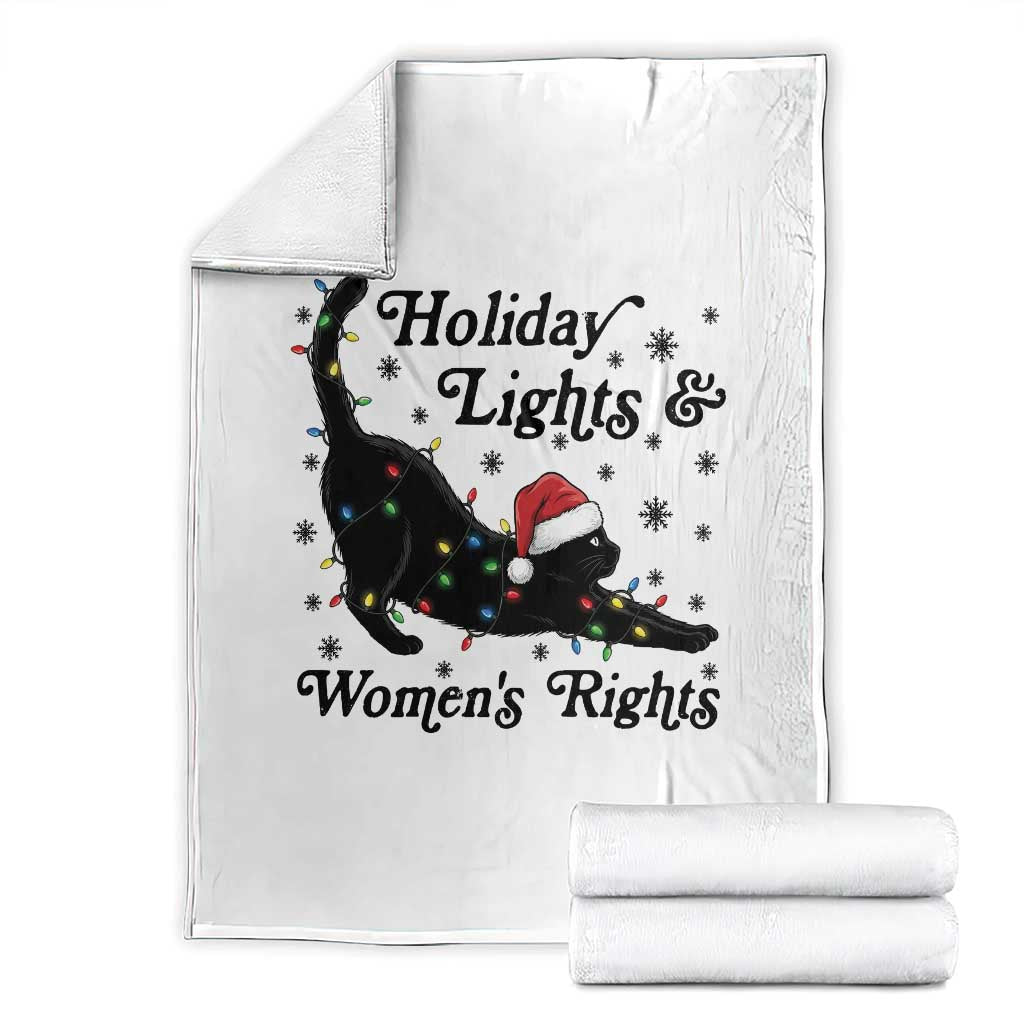 Sexy Cat Holiday Lights Womens Rights Supporter Throw Blanket Christmas Feminist Gift TS12 White Print Your Wear