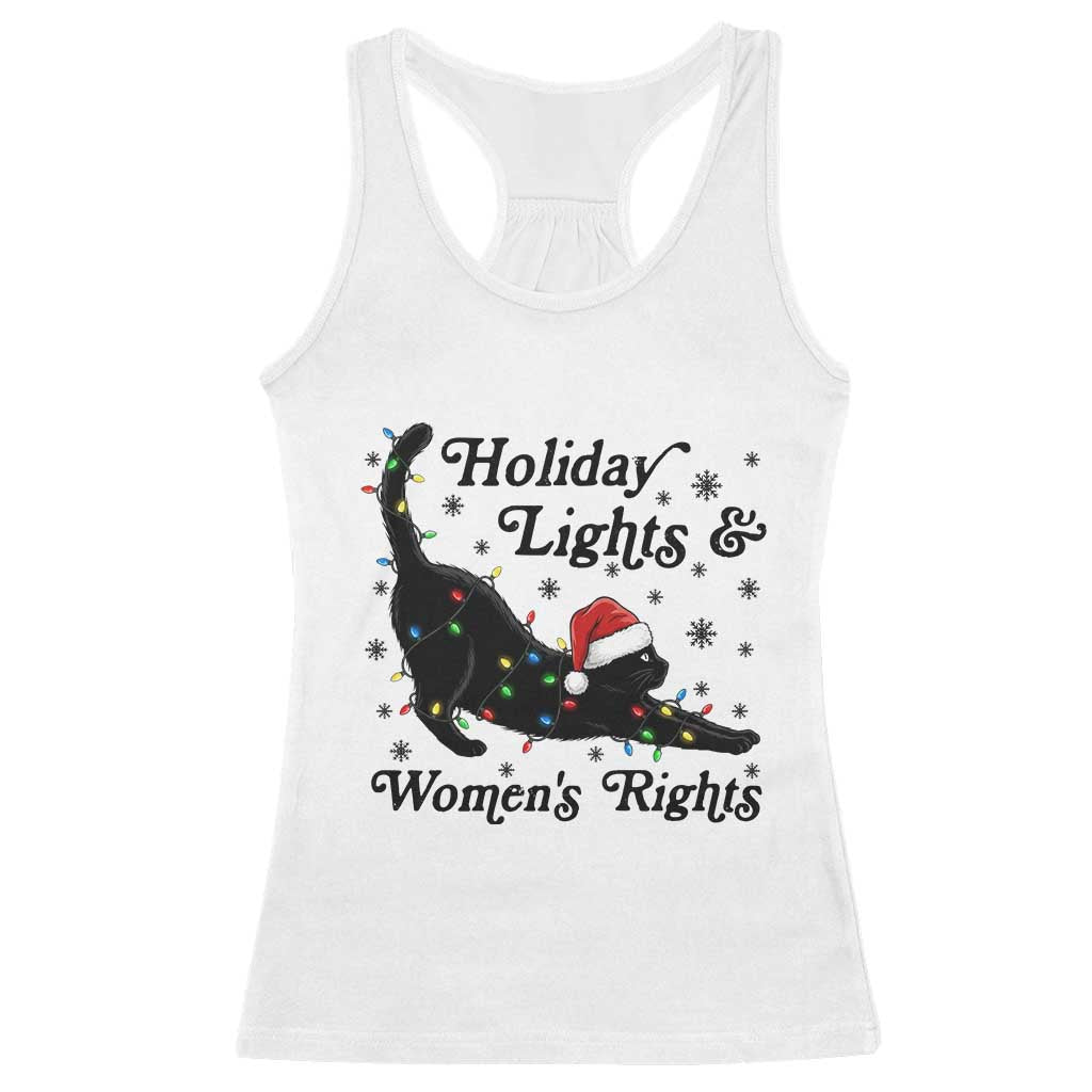 Sexy Cat Holiday Lights Womens Rights Supporter Racerback Tank Top Christmas Feminist Gift TS12 White Print Your Wear