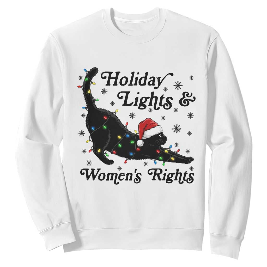 Sexy Cat Holiday Lights Womens Rights Supporter Sweatshirt Christmas Feminist Gift TS12 White Print Your Wear