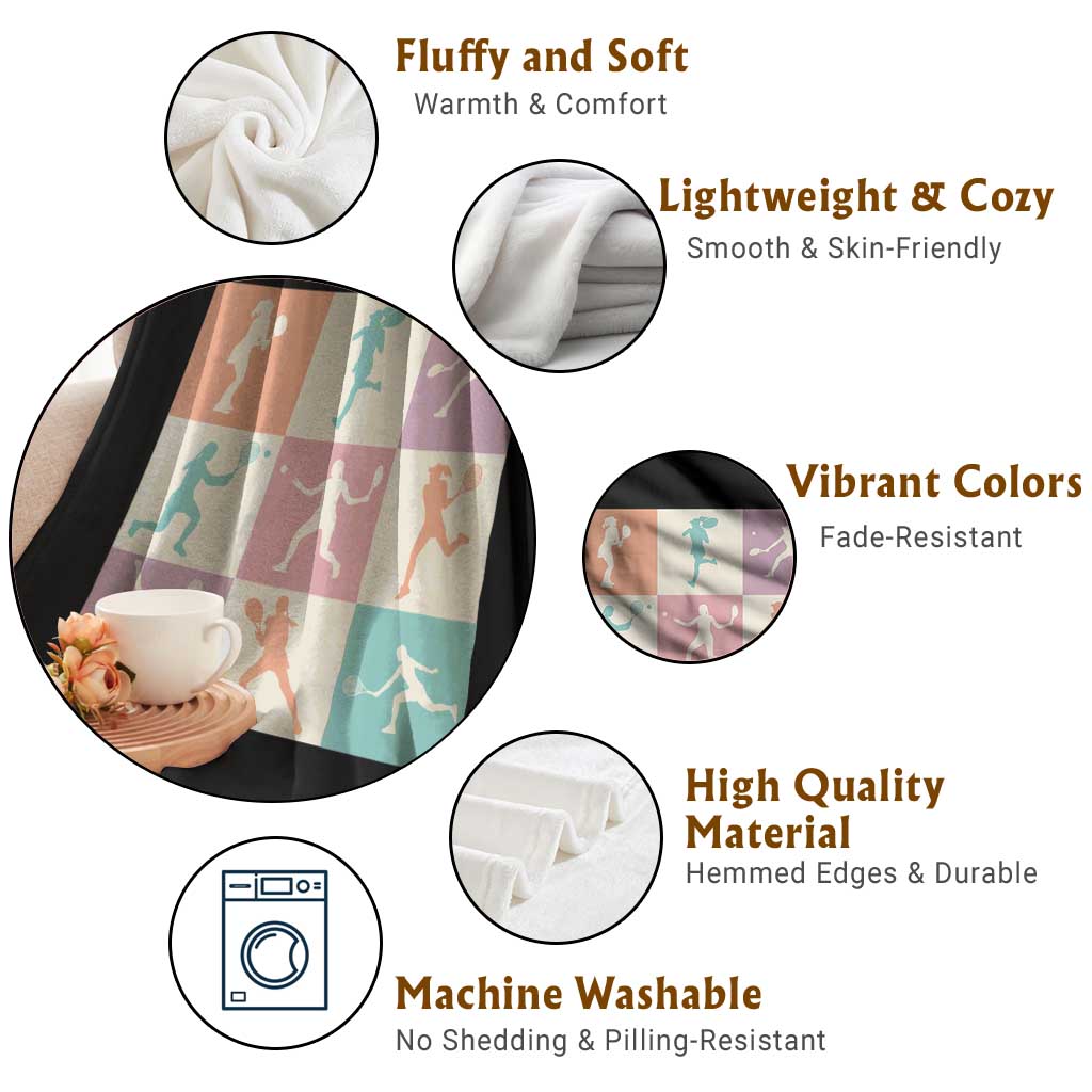 Tennis Lover Colorful Pastel Grid Sports Fan Gift Throw Blanket TS12 Print Your Wear