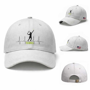 Tennis Lover Heartbeat Baseball Cap Sports Player Gift TS12 Baseball Cap Universal Fit White Print Your Wear