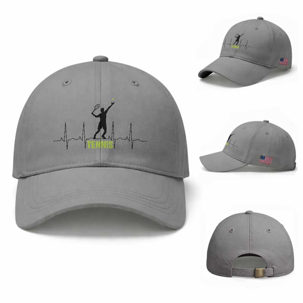 Tennis Lover Heartbeat Baseball Cap Sports Player Gift TS12 Baseball Cap Universal Fit Sport Gray Print Your Wear