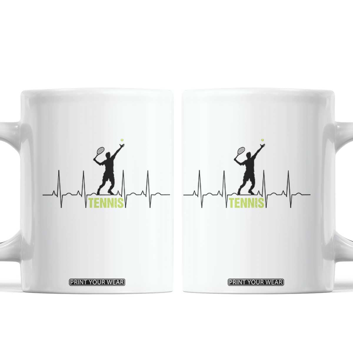 Tennis Lover Heartbeat Coffee Mug Sports Player Gift TS12 White Print Your Wear