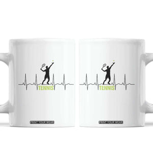 Tennis Lover Heartbeat Coffee Mug Sports Player Gift TS12 White Print Your Wear