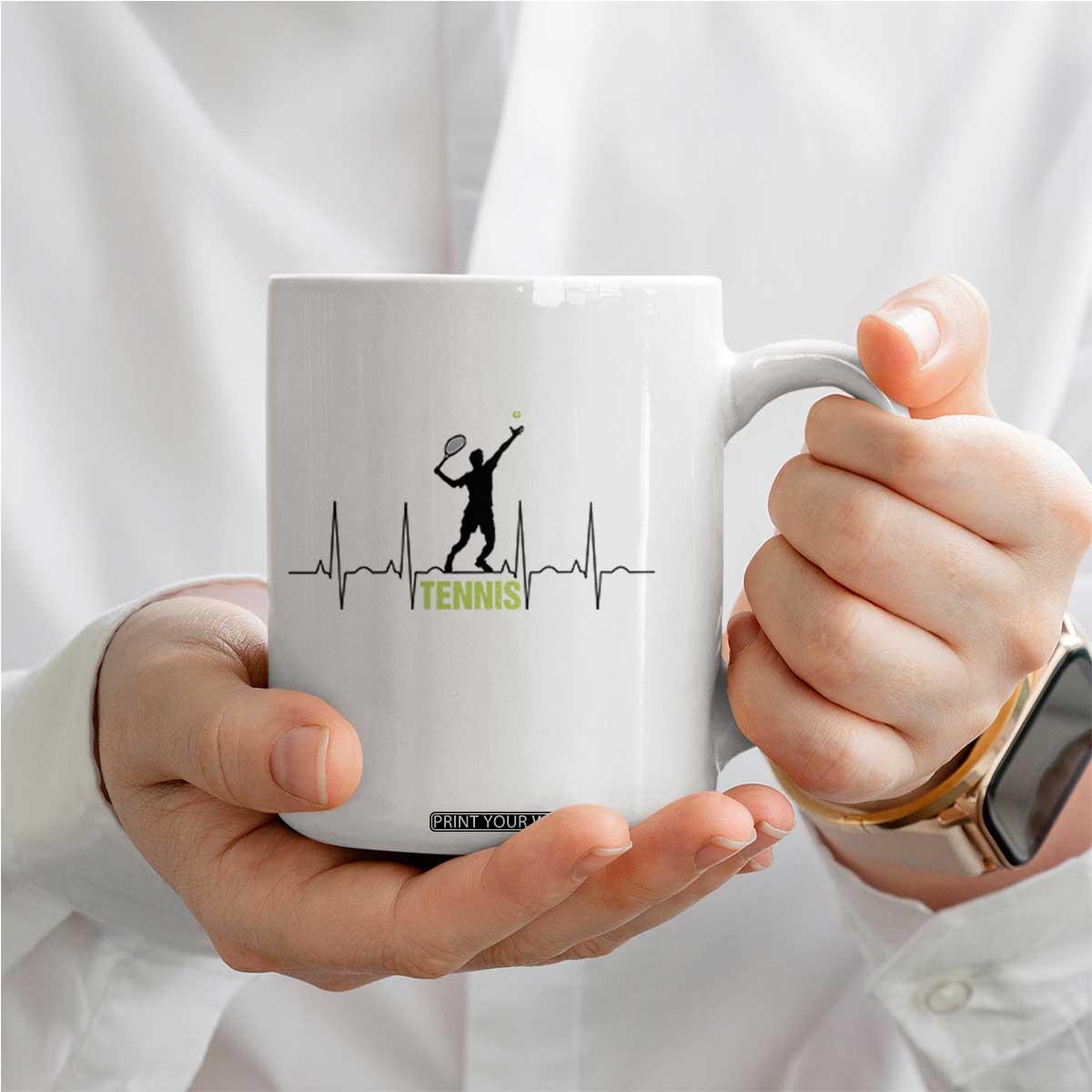 Tennis Lover Heartbeat Coffee Mug Sports Player Gift TS12 Print Your Wear