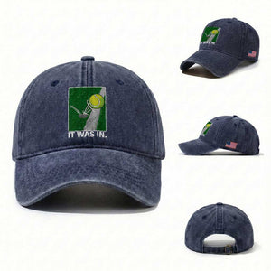 Funny Tennis Quote Washed Cotton Baseball Cap It Was In TS12 Washed Cap Universal Fit Navy Print Your Wear
