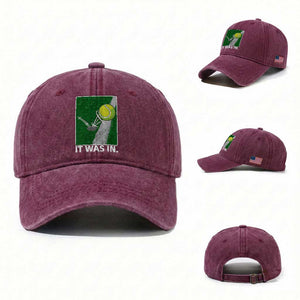 Funny Tennis Quote Washed Cotton Baseball Cap It Was In TS12 Washed Cap Universal Fit Burgundy Print Your Wear