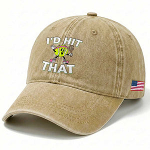 Funny Tennis Quote Washed Cotton Baseball Cap Id Hit That TS12 Print Your Wear