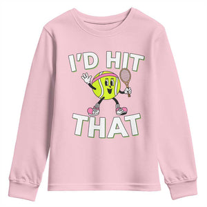 Funny Tennis Quote Youth Sweatshirt Id Hit That TS12 Light Pink Print Your Wear