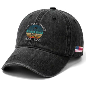 Id Hit That All Day Washed Cotton Baseball Cap Funny Tennis Player Gift TS12 Print Your Wear