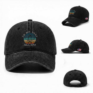 Id Hit That All Day Washed Cotton Baseball Cap Funny Tennis Player Gift TS12 Washed Cap Universal Fit Black Print Your Wear