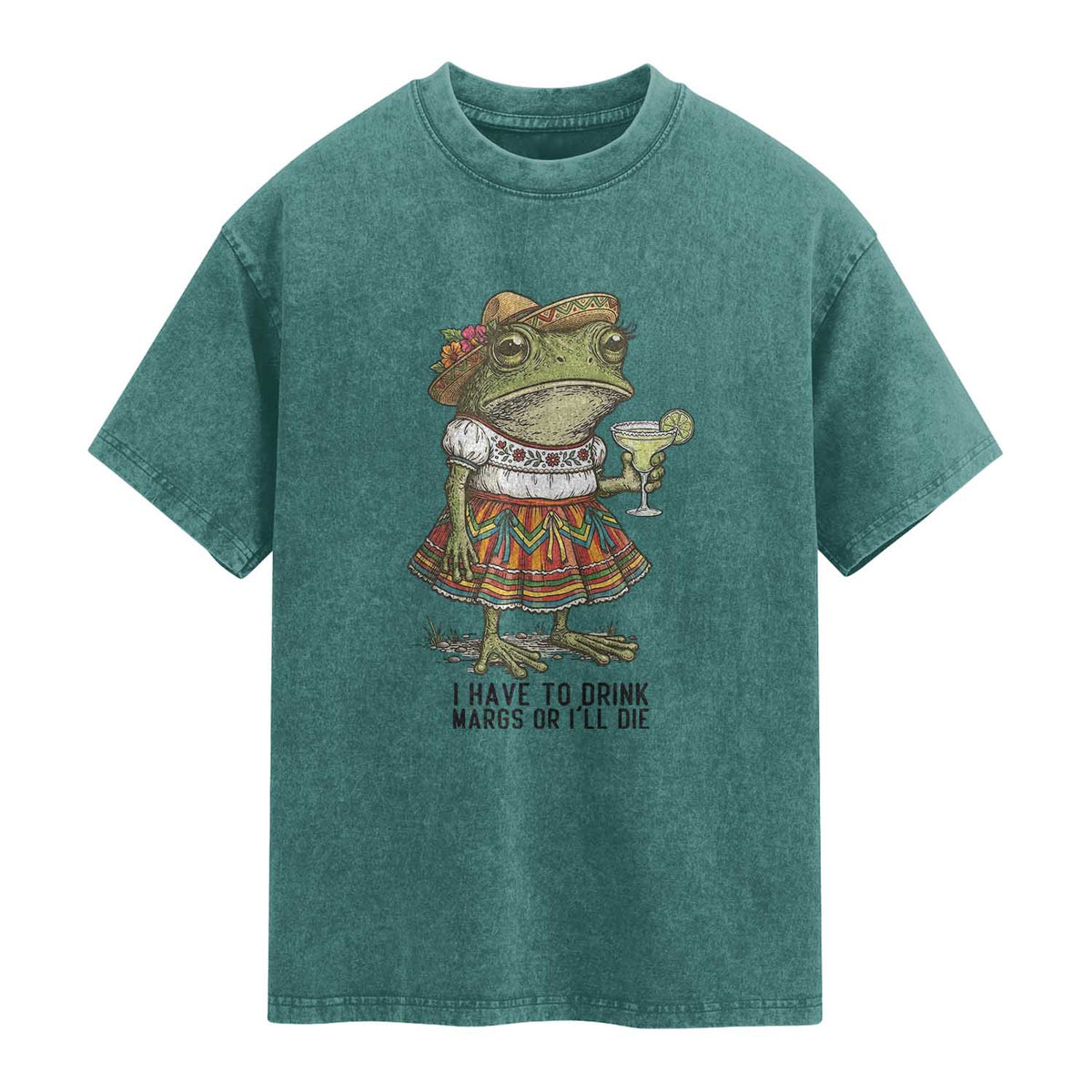 Funny Cinco De Mayo Frog Washed Cotton T-Shirt I Have To Drink Margs