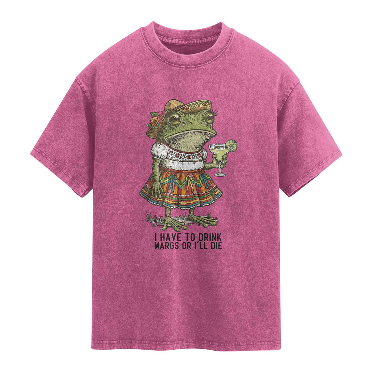 Funny Cinco De Mayo Frog Washed Cotton T-Shirt I Have To Drink Margs