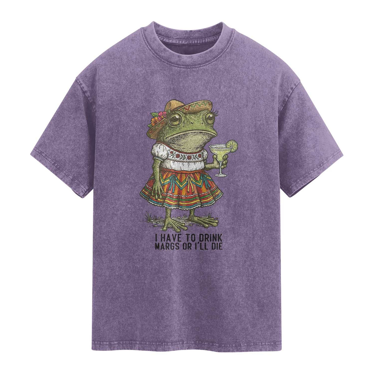Funny Cinco De Mayo Frog Washed Cotton T-Shirt I Have To Drink Margs