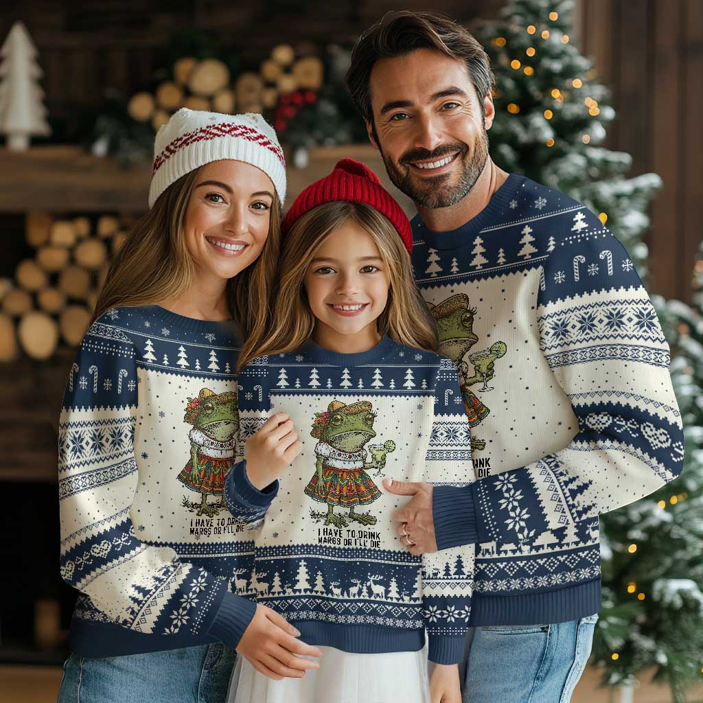 Funny Cinco De Mayo Frog Ugly Christmas Sweater I Have To Drink Margs TS12 Beige Navy Print Your Wear