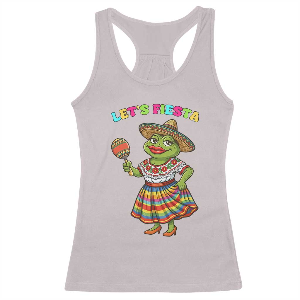 Funny Cinco De Mayo Sexy Frog Racerback Tank Top Lets Fiesta TS12 Ice Gray Print Your Wear