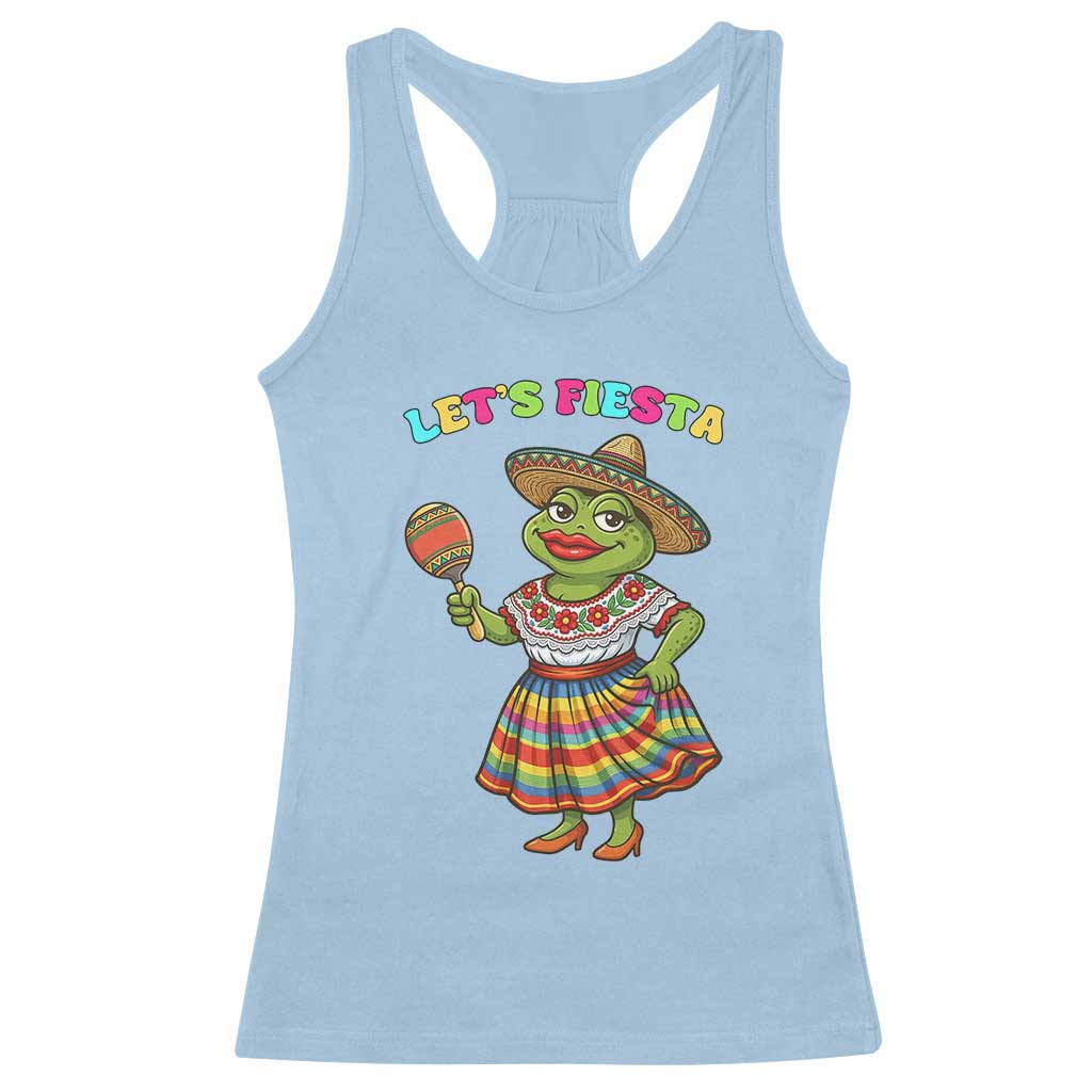 Funny Cinco De Mayo Sexy Frog Racerback Tank Top Lets Fiesta TS12 Light Blue Print Your Wear