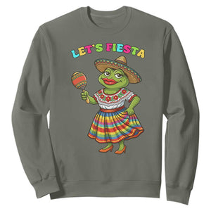 Funny Cinco De Mayo Sexy Frog Sweatshirt Lets Fiesta TS12 Military Green Print Your Wear