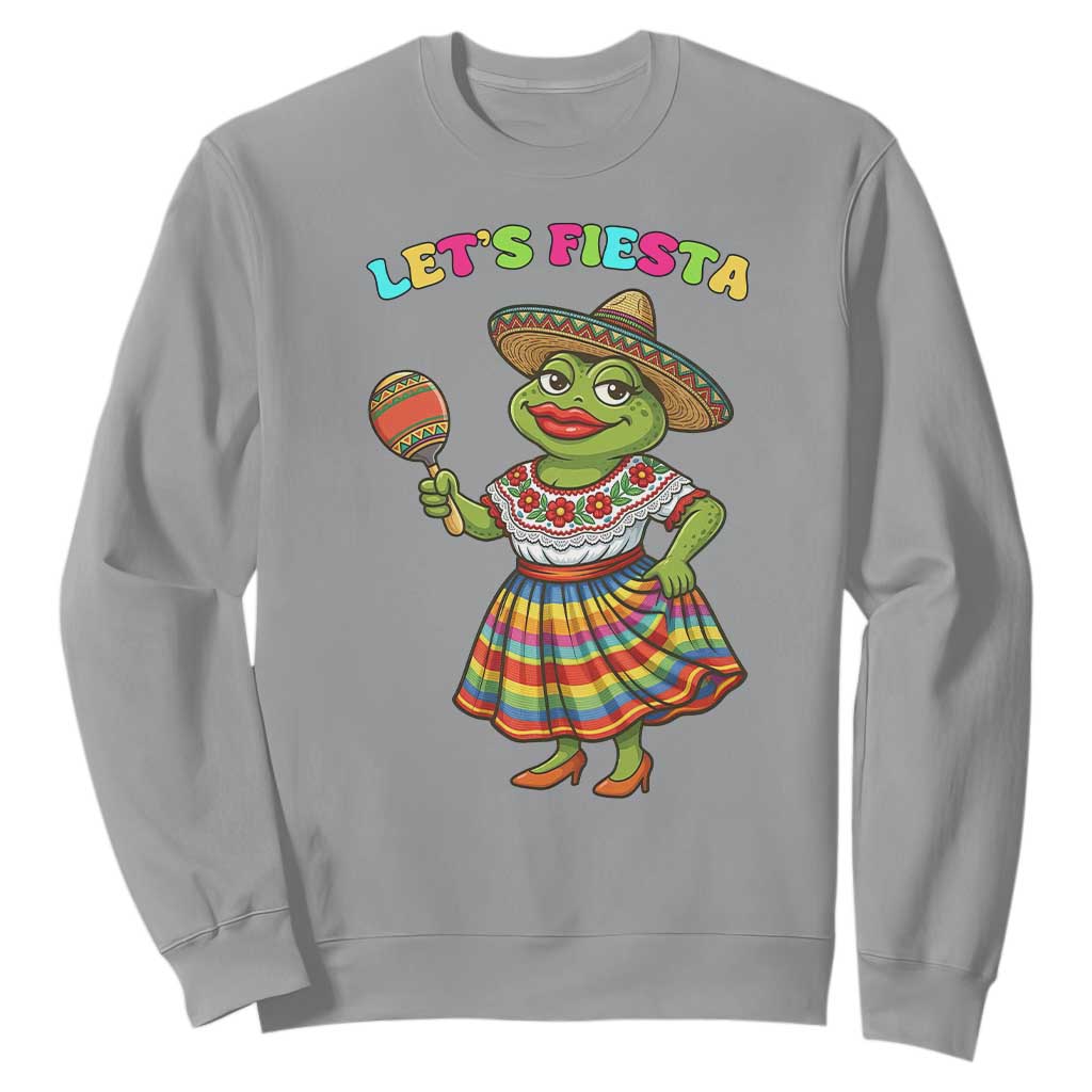 Funny Cinco De Mayo Sexy Frog Sweatshirt Lets Fiesta TS12 Sport Gray Print Your Wear