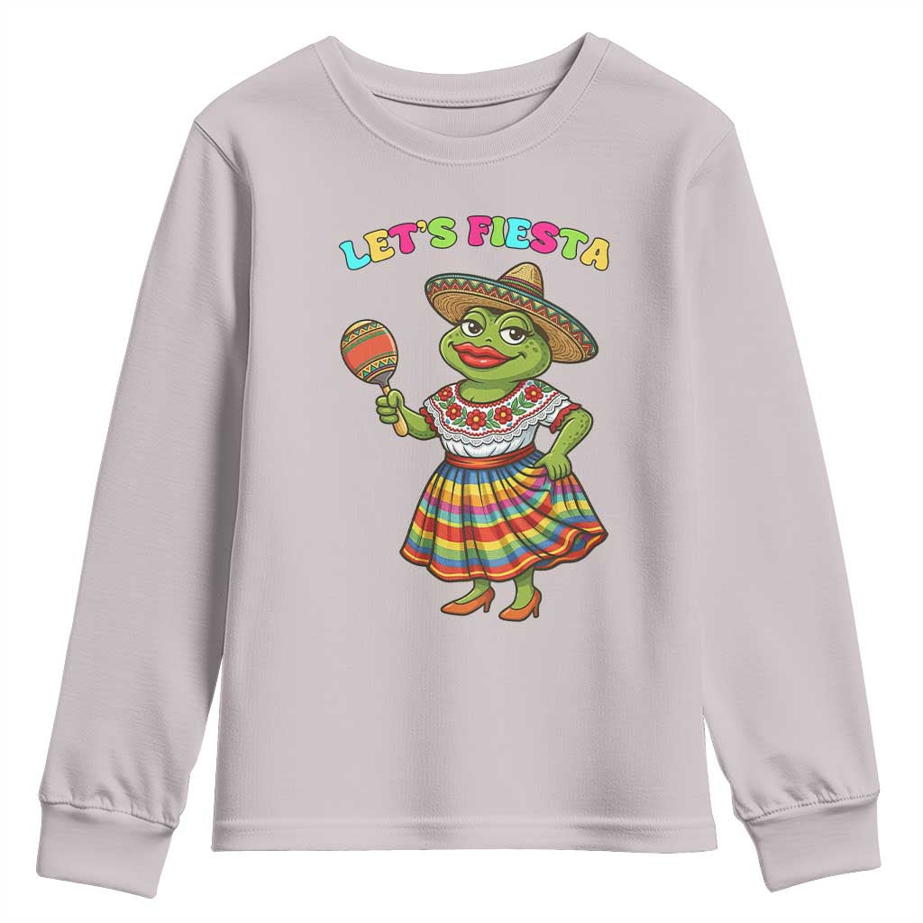 Funny Cinco De Mayo Sexy Frog Youth Sweatshirt Lets Fiesta TS12 Ice Gray Print Your Wear